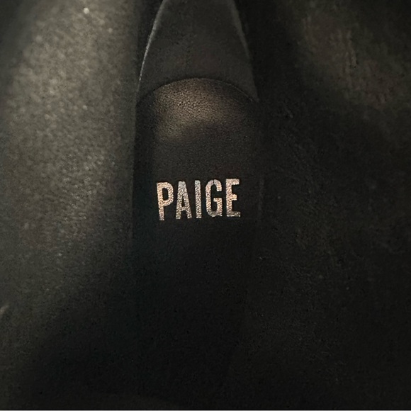 PAIGE Mason Claire Black Suede Chain Detail High Heel Boots Quiet Luxury 6.5 - Picture 10 of 10